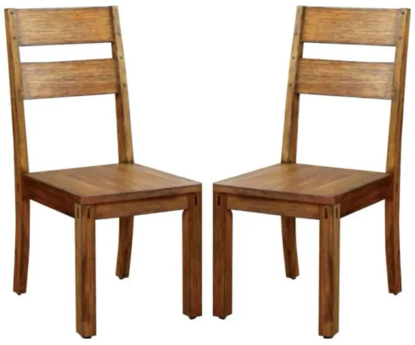 Frontier Rustic Side Chair, Natural Teak Finish, Set of 2-Benzara