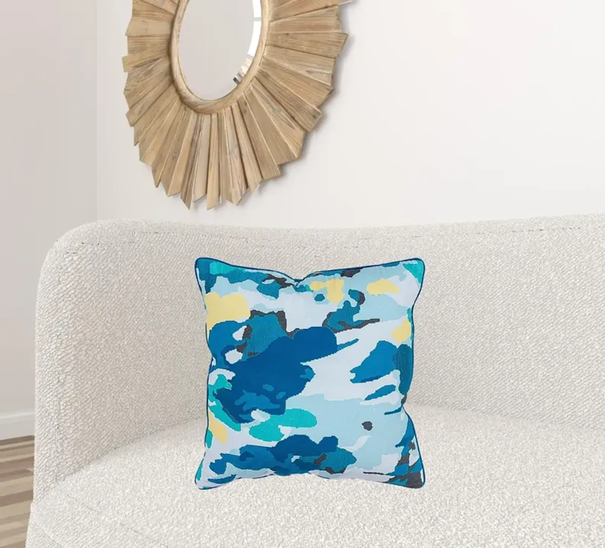 Hivvago Teal Blue Abstract Impressionistic Throw Pillow