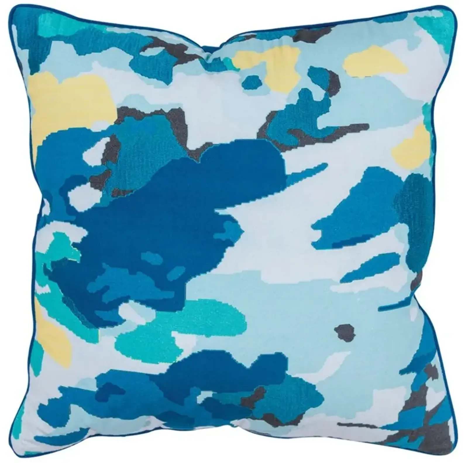 Hivvago Teal Blue Abstract Impressionistic Throw Pillow