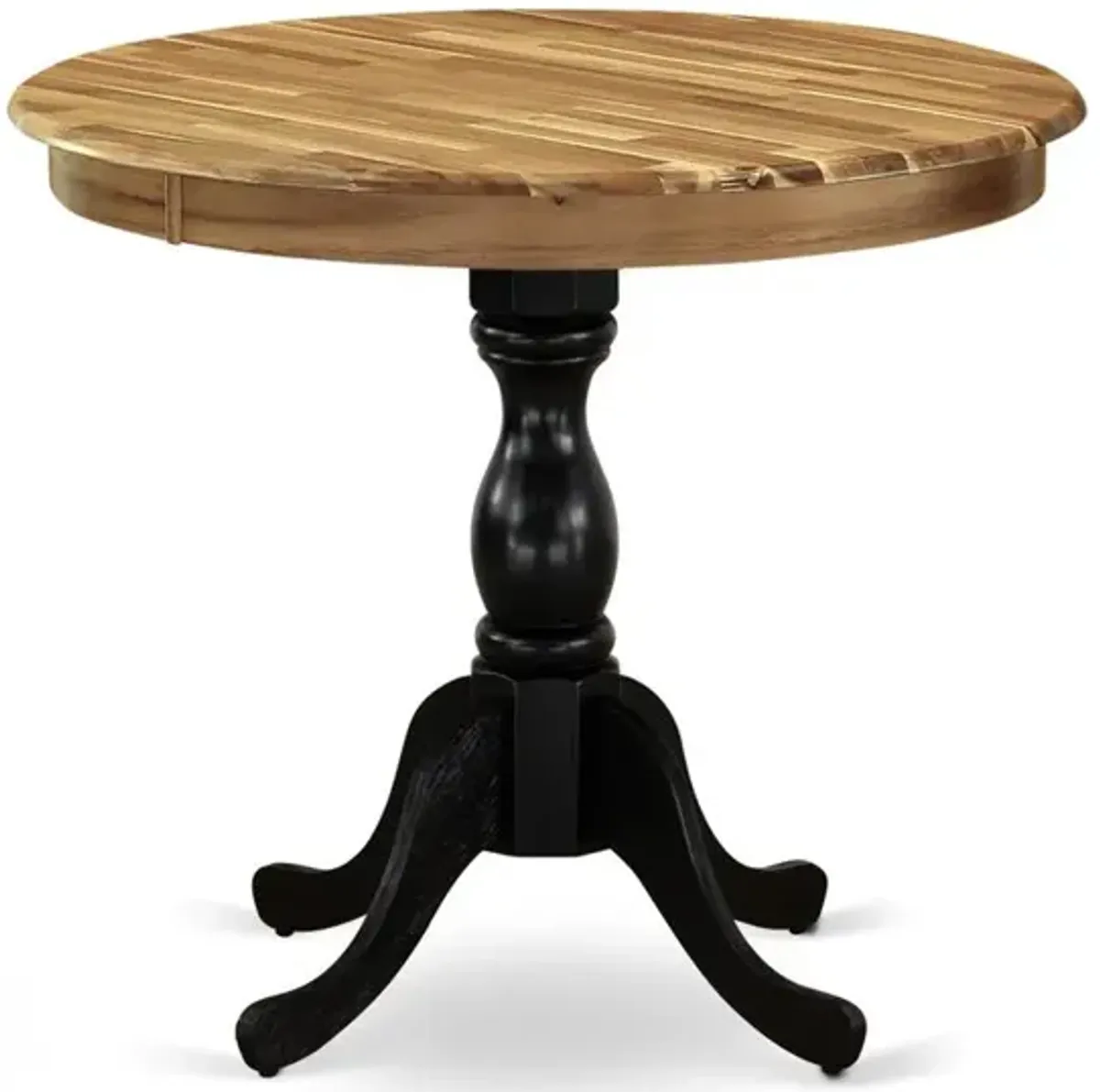 East West Furniture 1-Piece Modern Table with Round Walnut Table top and Walnut Pedestal Leg Finish