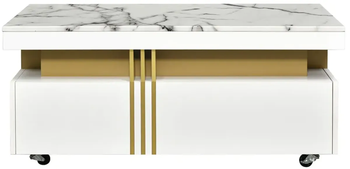 Merax Contemporary Coffee Table with Faux Marble Top