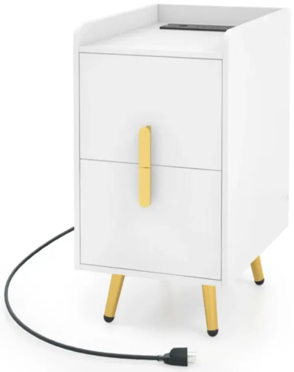 Hivvago Nightstand Side Tables with 2 Drawers and 2 USB Ports