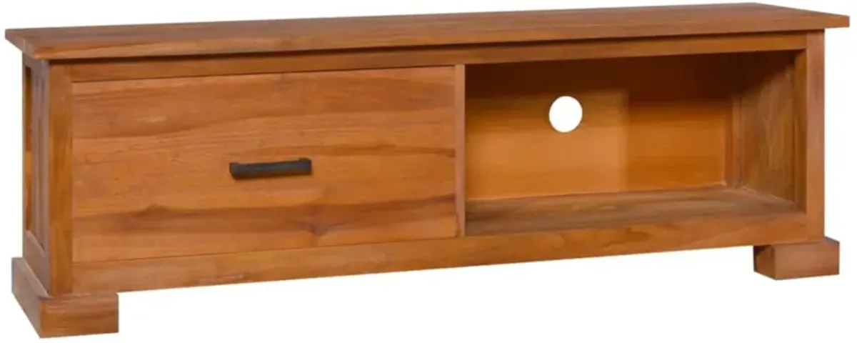 vidaXL TV Cabinet 44.1"x11.8"x14.6" Solid Teak Wood