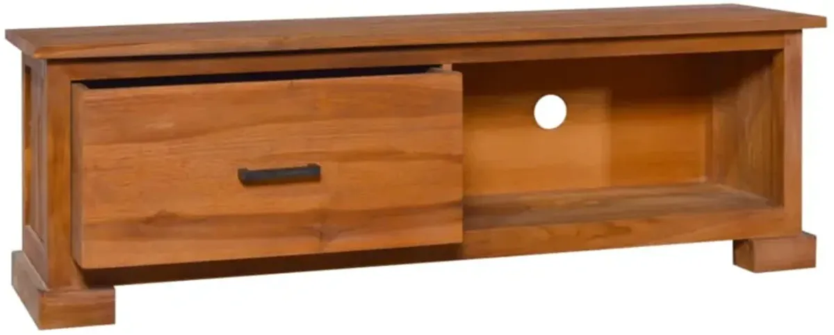 vidaXL TV Cabinet 44.1"x11.8"x14.6" Solid Teak Wood