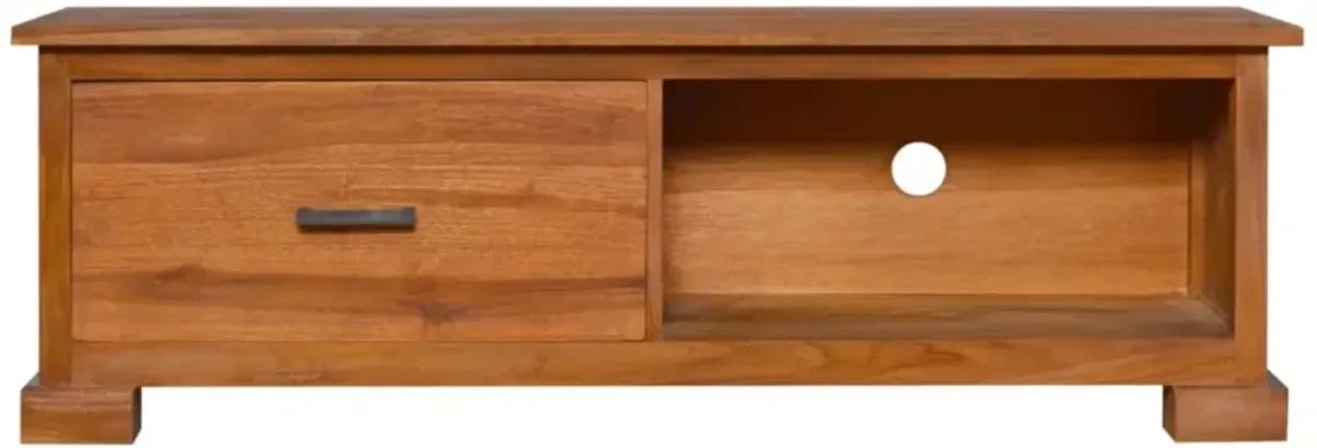 vidaXL TV Cabinet 44.1"x11.8"x14.6" Solid Teak Wood