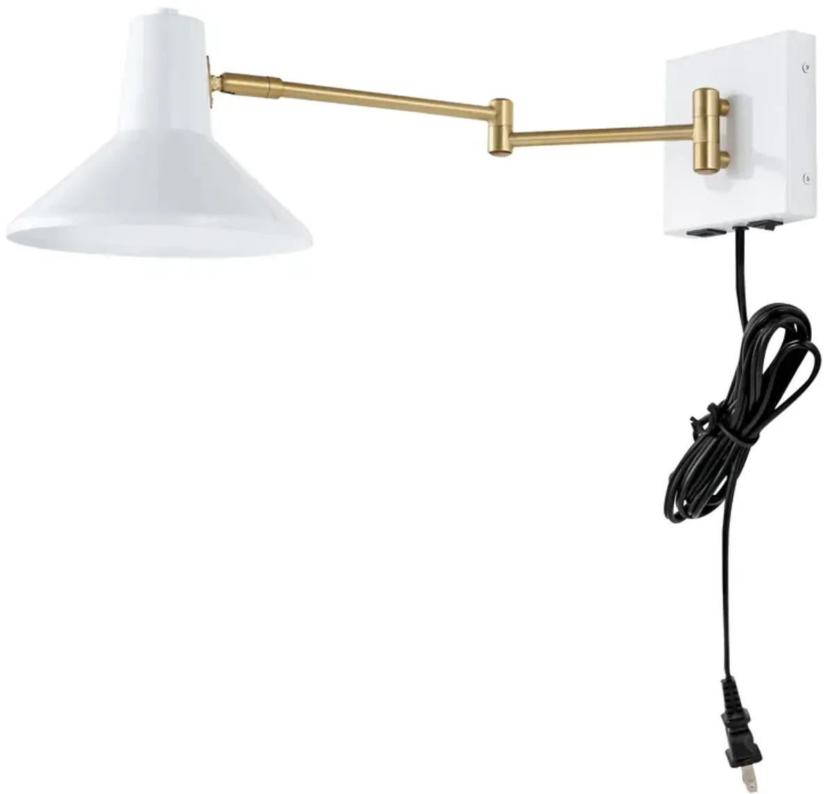 Hygge Swing Arm Modern Midcentury Iron USB Charging Port LED Sconce