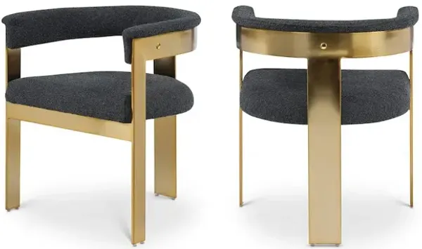 Meridian Furniture Romeo Black Boucle Fabric Dining Chair, Set of 2