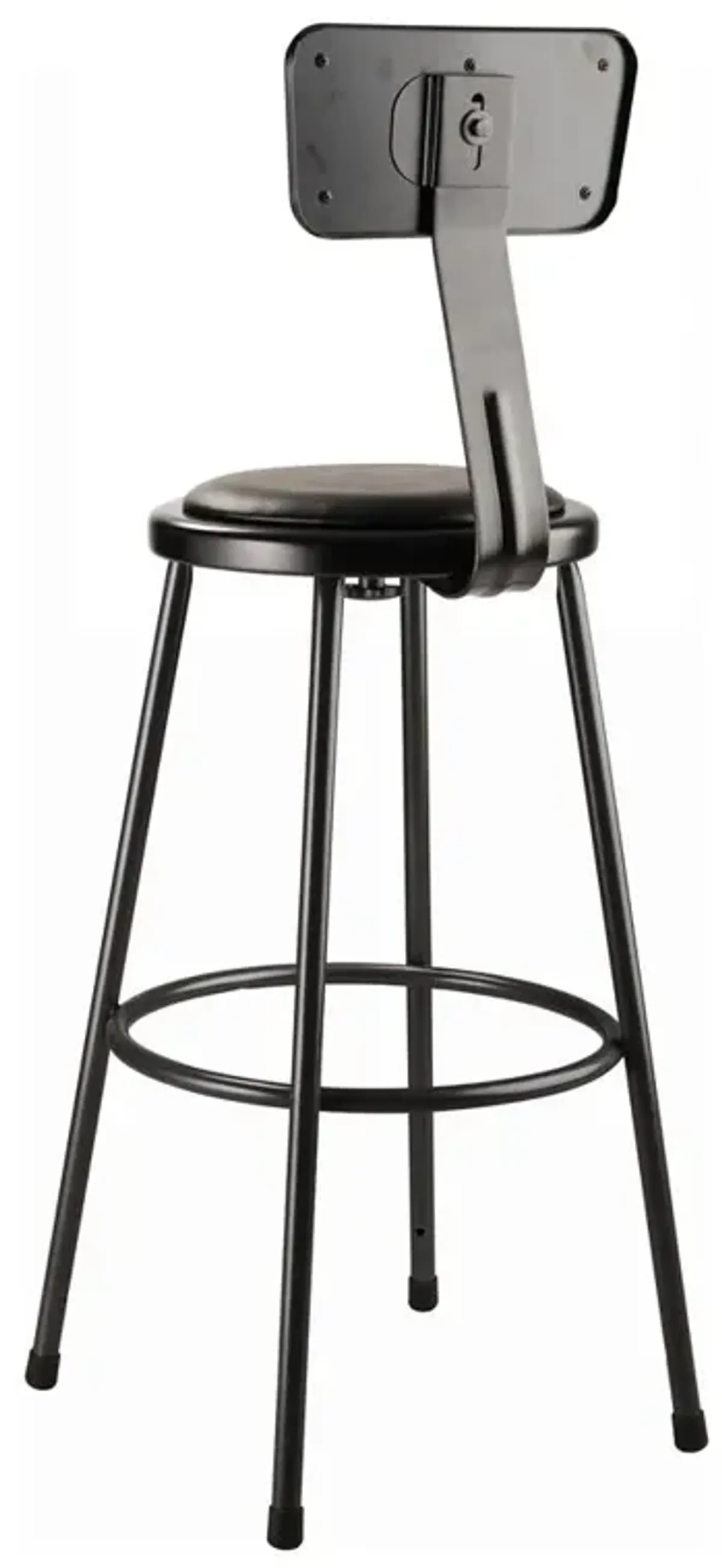 NPS® 30" Heavy Duty Vinyl Padded Steel Stool With Backrest, Black