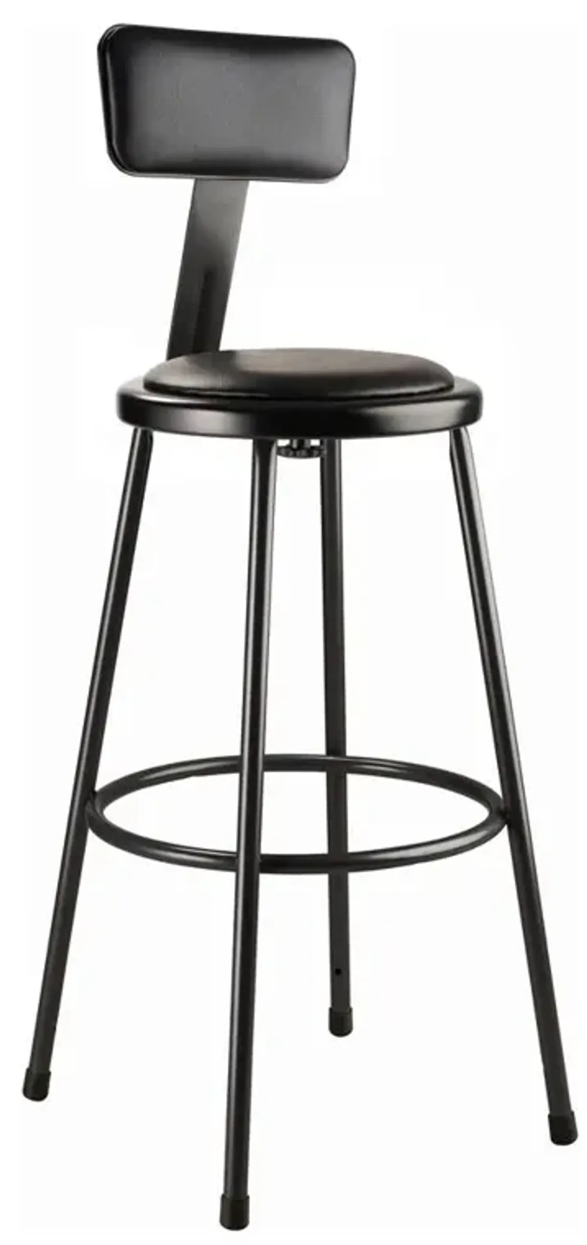 NPS® 30" Heavy Duty Vinyl Padded Steel Stool With Backrest, Black