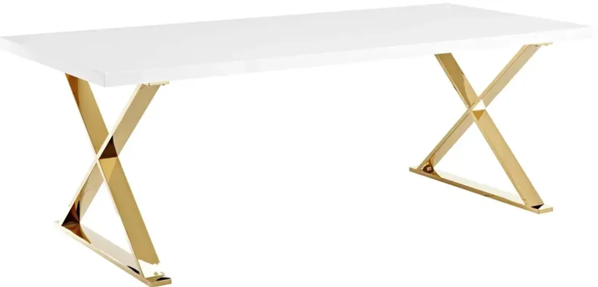 Modway - Sector Dining Table White Gold