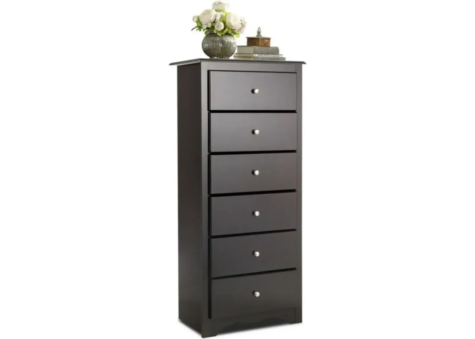 Hivvago Modern Espresso 6 Drawer Tall Wood Dresser Chest