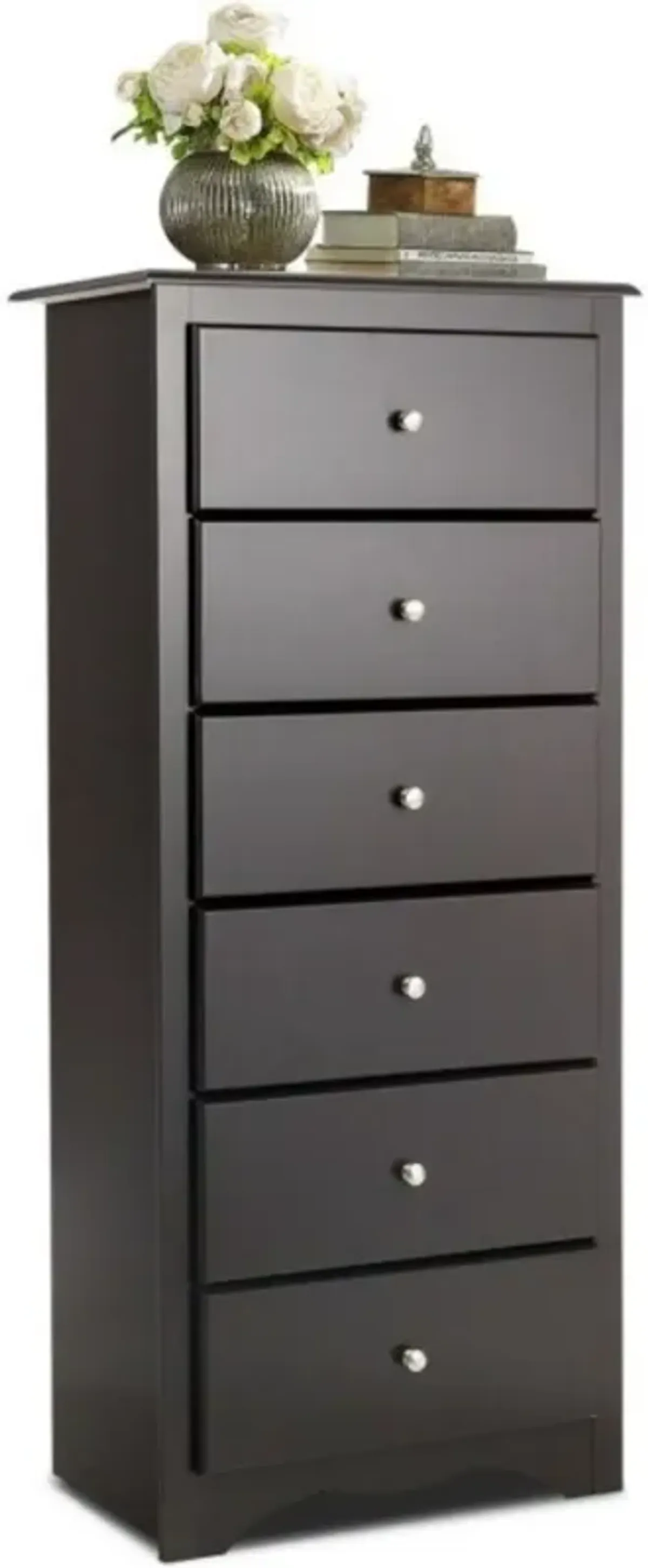 Hivvago Modern Espresso 6 Drawer Tall Wood Dresser Chest