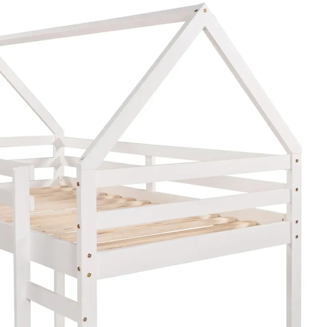 Twin Size Loft Bed with Slide, House Bed with Slide