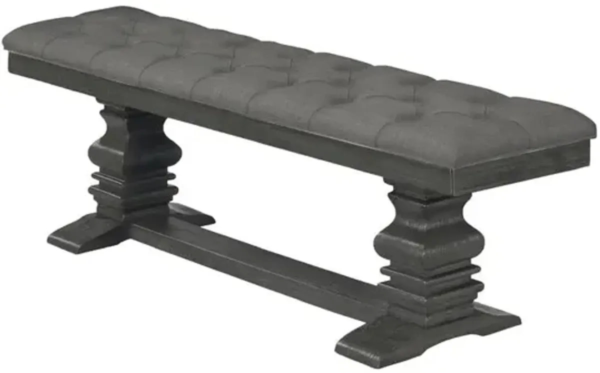 Best Quality Furniture Classic Dining Bench w/Tufted Cussing in Linen Fabric, Gray