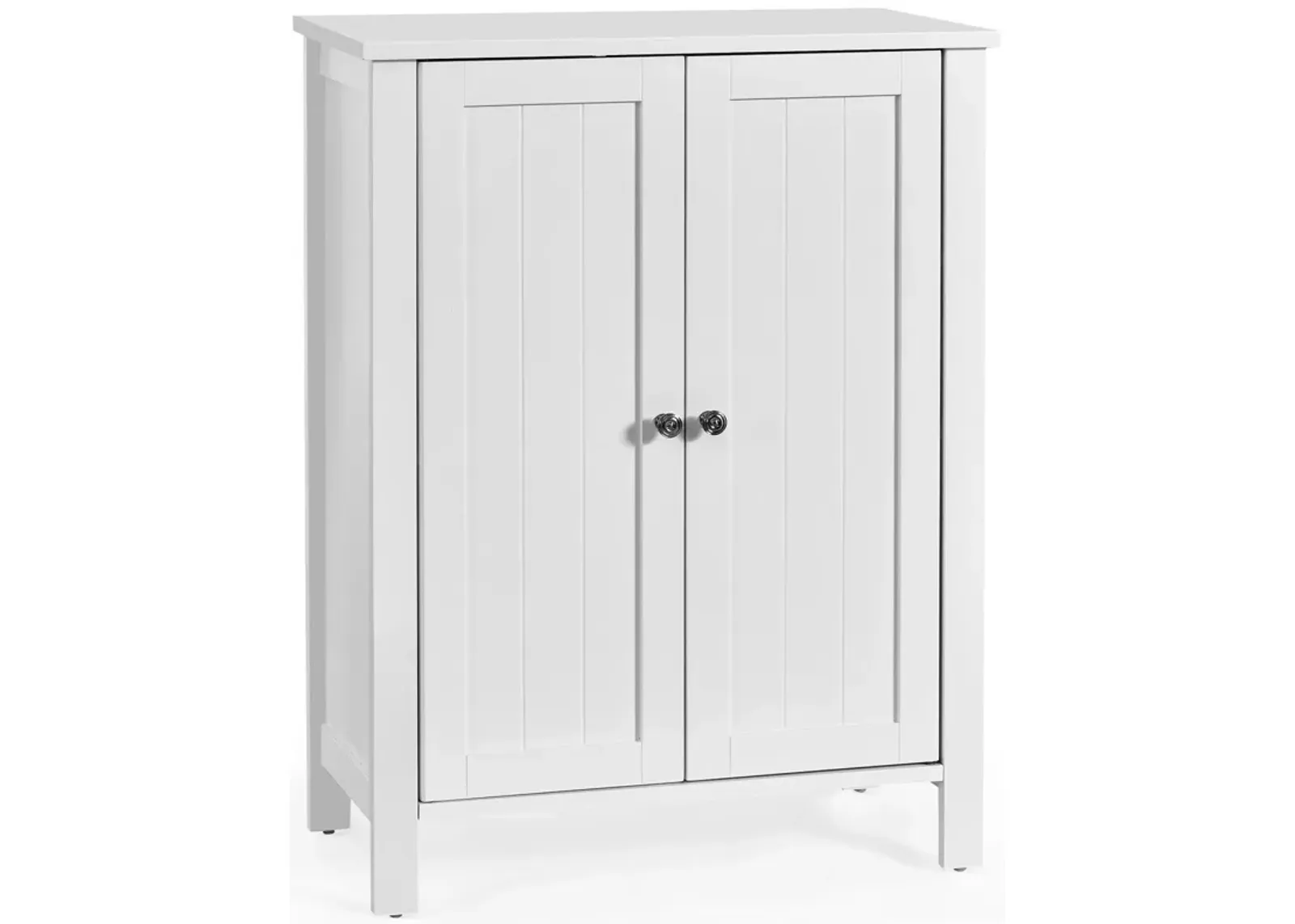 Costway 2-Door Bathroom Floor Storage Cabinet Space Saver Organizer White