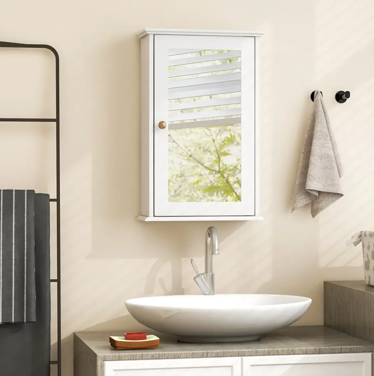 Bathroom Wall Cabinet with Single Mirror Door