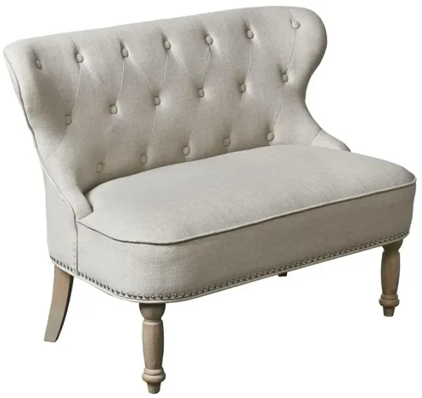 Belen Kox Button-Tufted Taupe Settee, Belen Kox