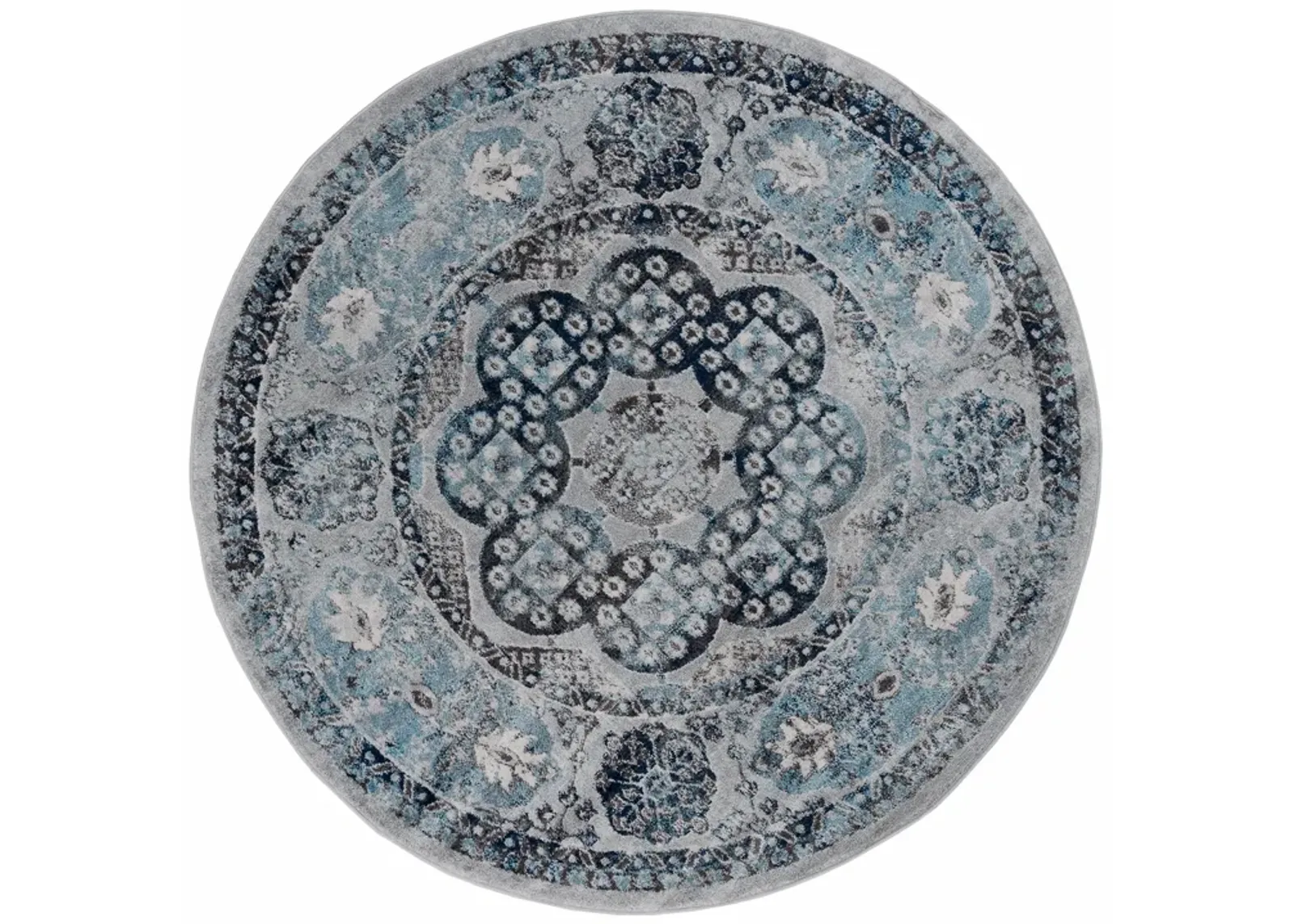 Alexandria Loftus Gray Bordered Round Rug