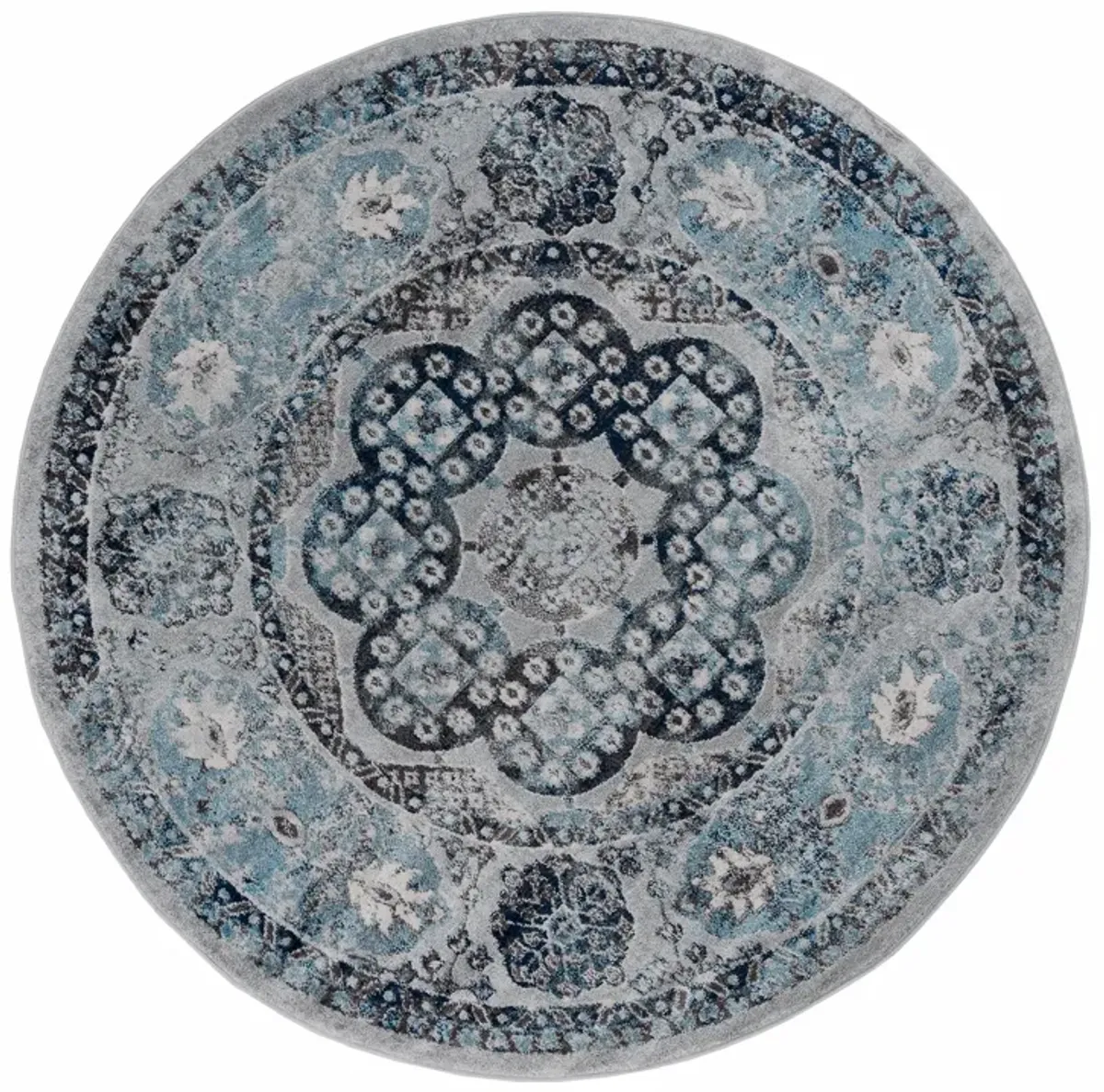 Alexandria Loftus Gray Bordered Round Rug