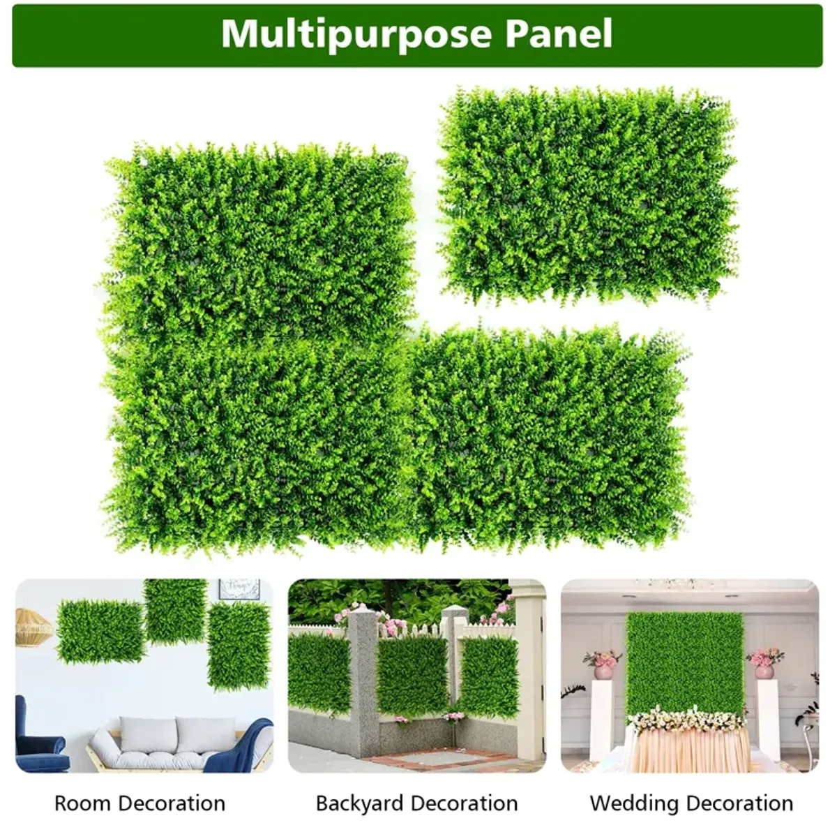 12 Pieces 16 x 24 Inch Artificial Eucalyptus Hedge Plant Privacy Fence Panels