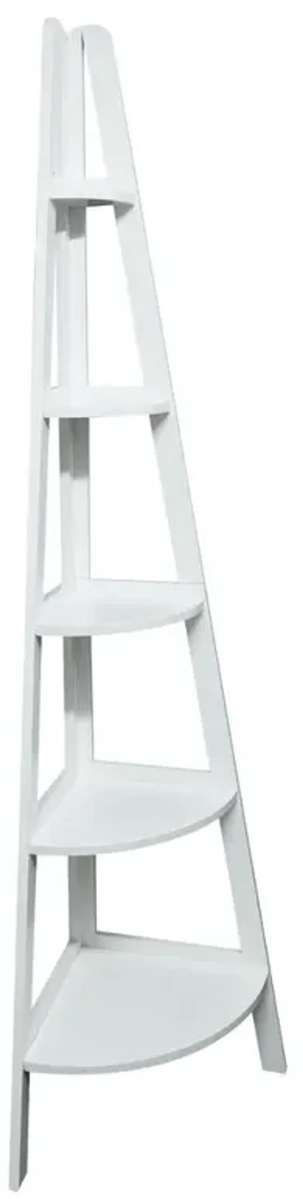 5-Shelf Corner Ladder Bookcase - White