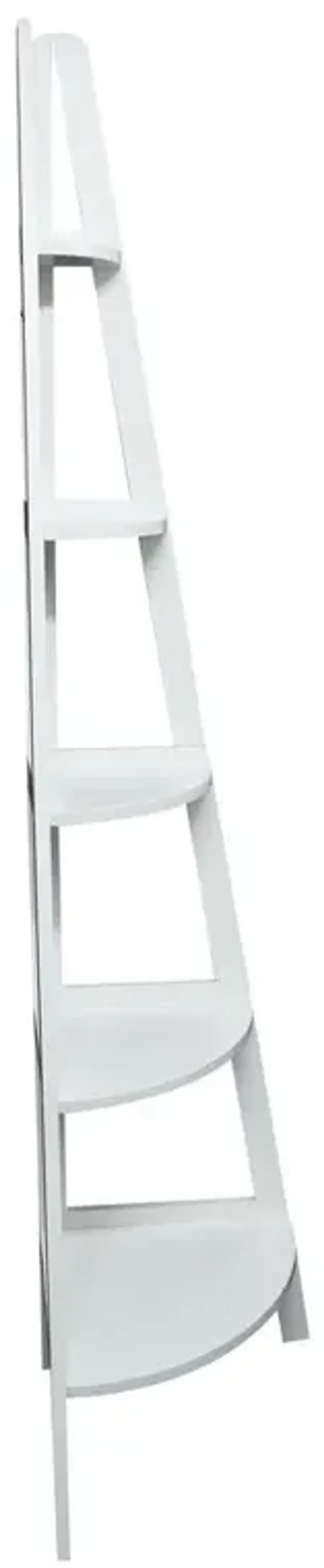 5-Shelf Corner Ladder Bookcase - White