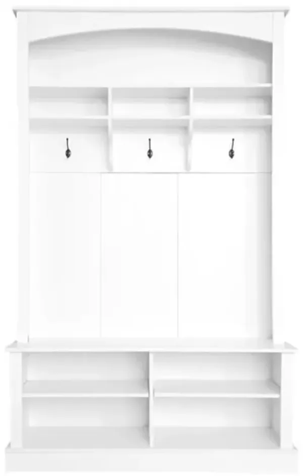 Multi-Functional Hall Tree Bench with Coat Rack, Shoe Storage & Hanging Hooks