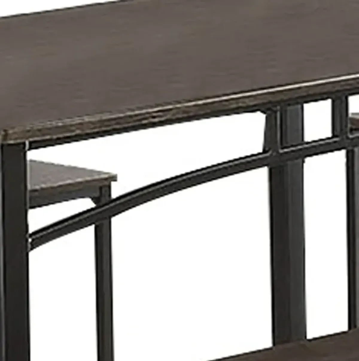 5 Piece Metal And Wood Dining Table Set In Antique Brown-Benzara