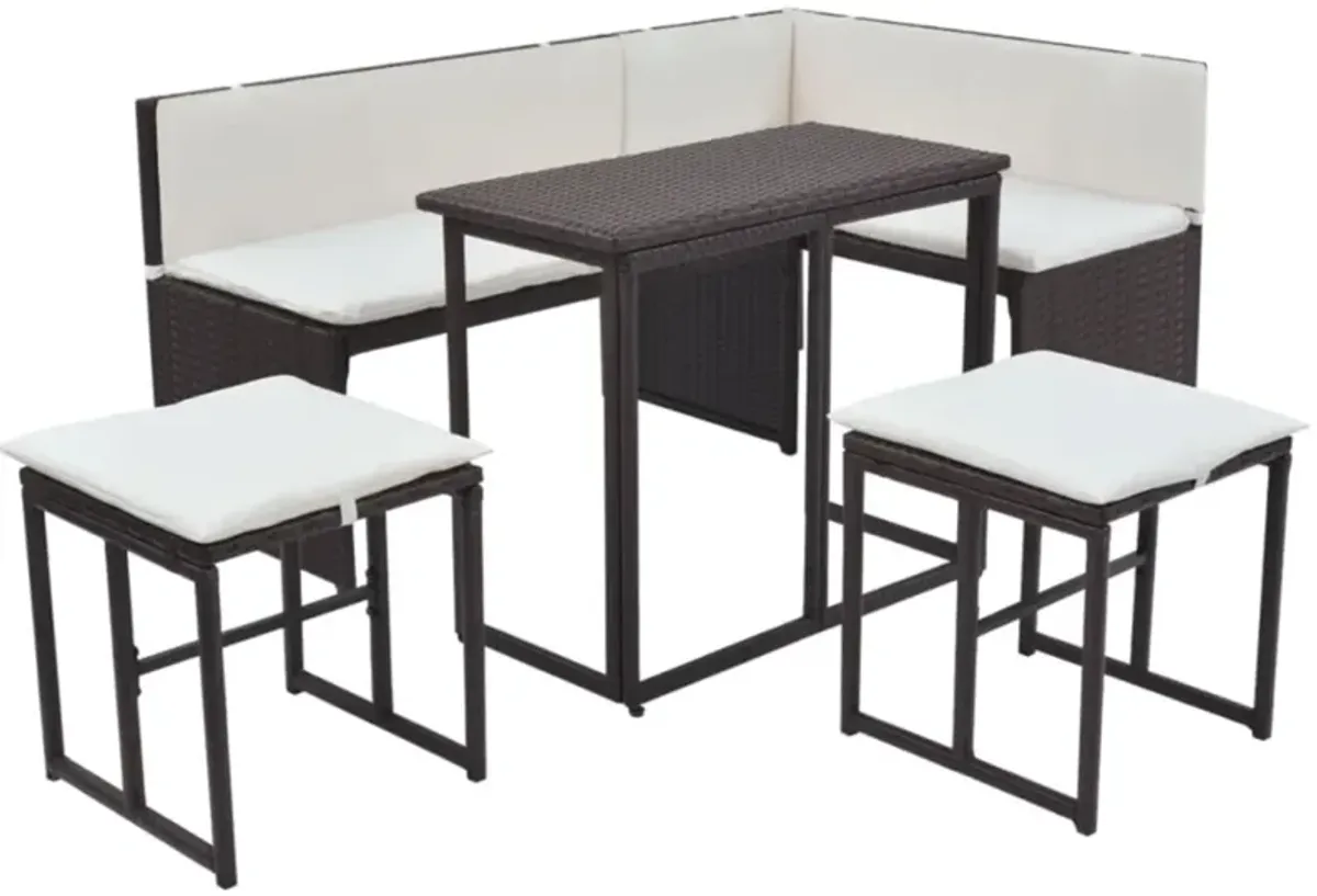 vidaXL 5 Piece Outdoor Dining Set Steel Poly Rattan Brown