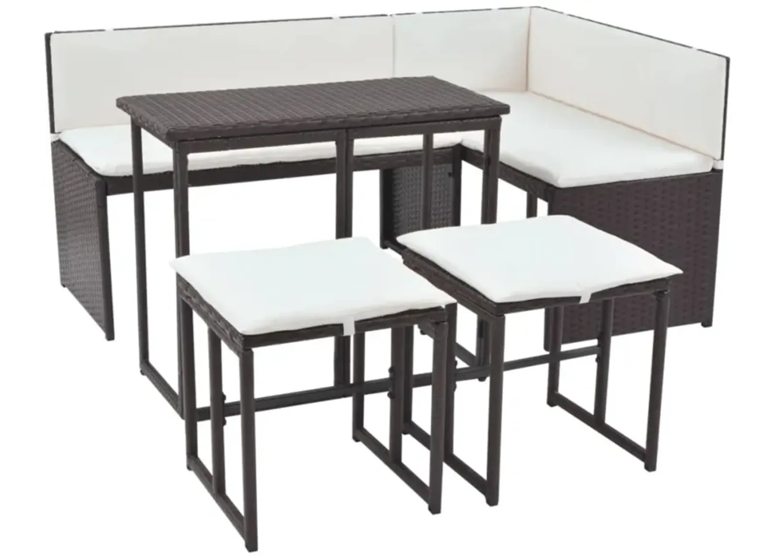 vidaXL 5 Piece Outdoor Dining Set Steel Poly Rattan Brown