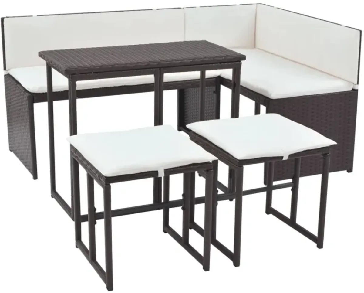 vidaXL 5 Piece Outdoor Dining Set Steel Poly Rattan Brown