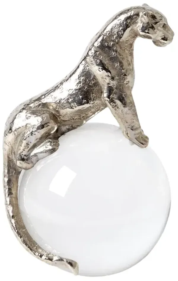 Jaguar on Crystal Sphere- Silver