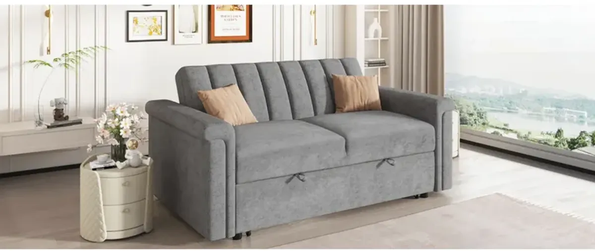 Convertible Soft Cushion Sofa Pull Bed, For Two People To Sit On