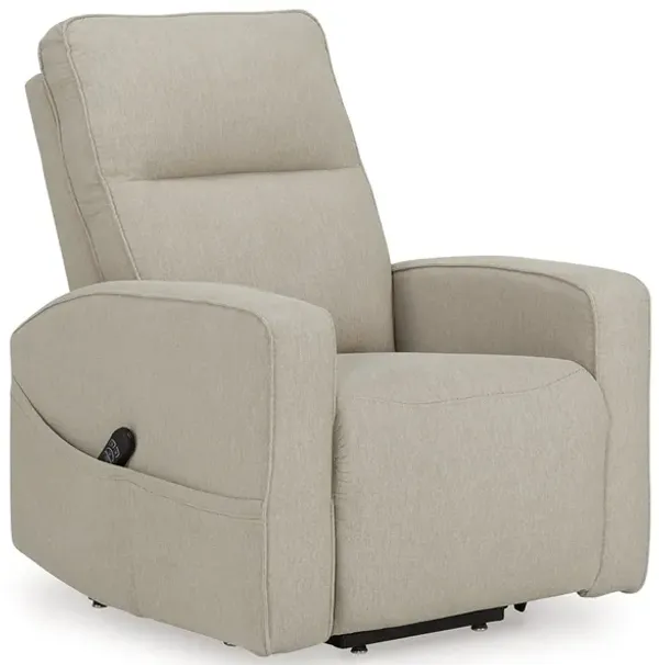 Lawson Power Lift Recliner Chair, Smoke Polyester, Foam Cushioned - Benzara