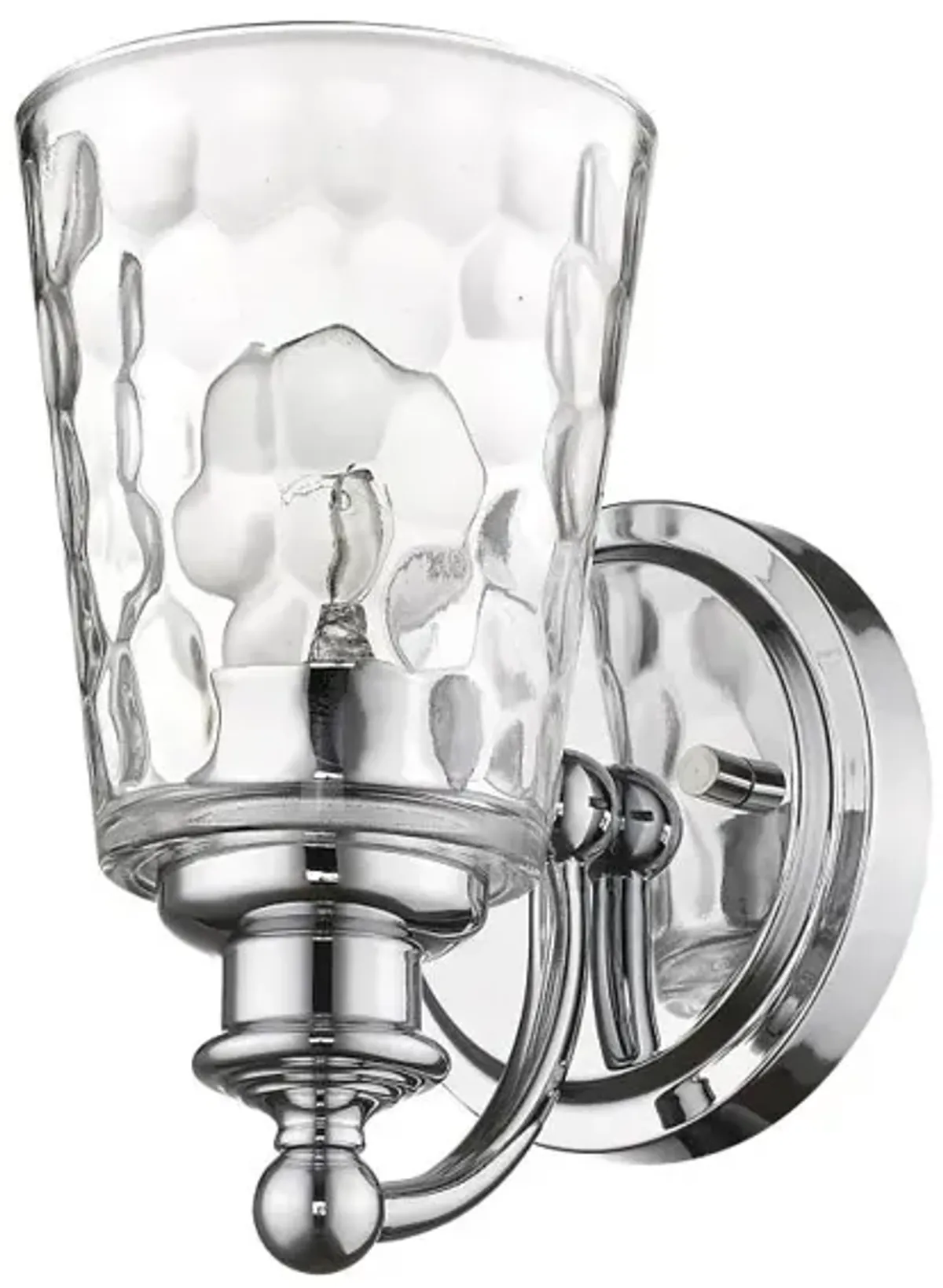 Hivvago Silver Metal and Pebbled Glass Wall Light