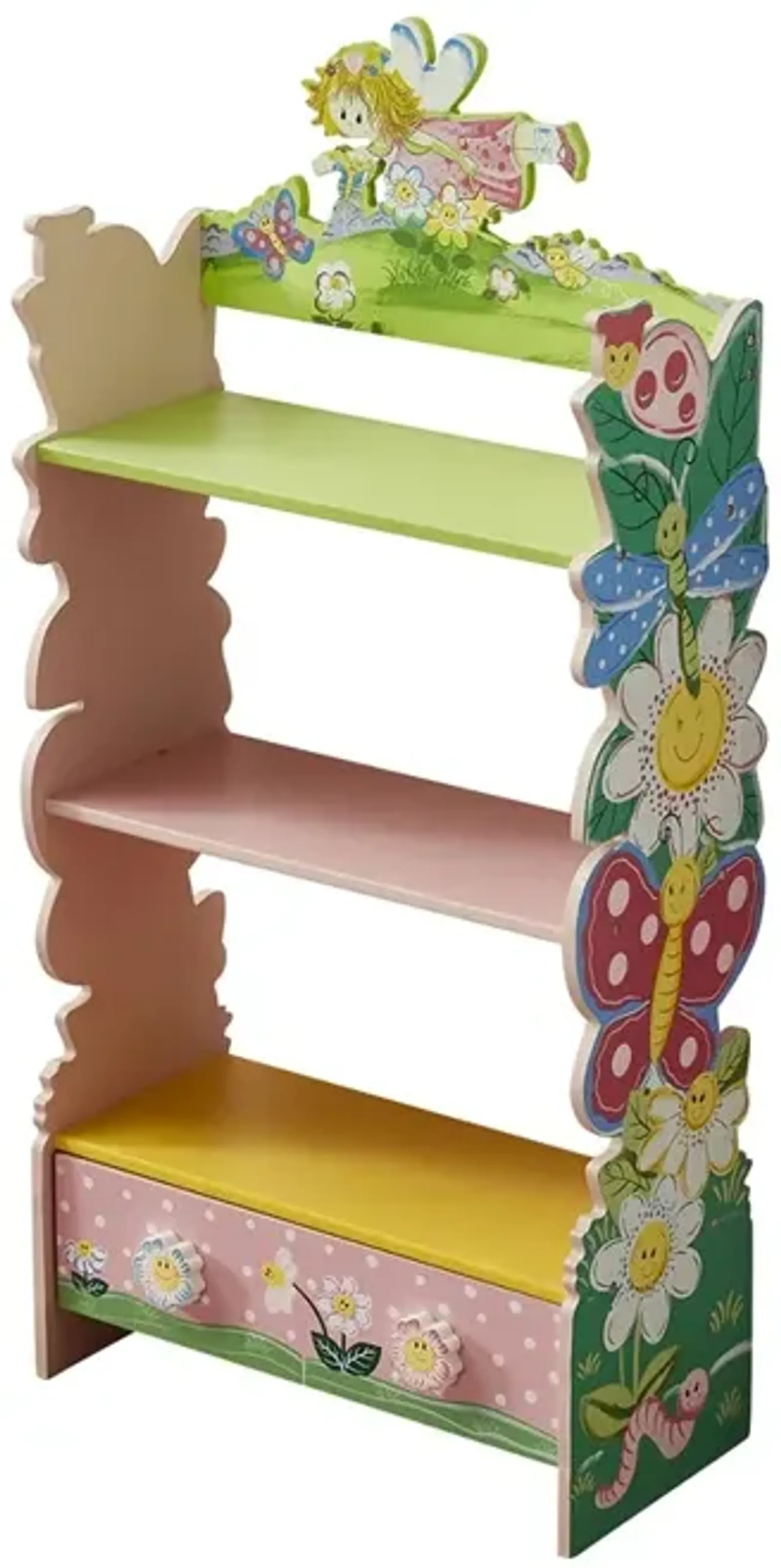 Kids Funnel Olivia the Fairy Girls Hand Painted 3 Tier Flower Bookcase with Drawers