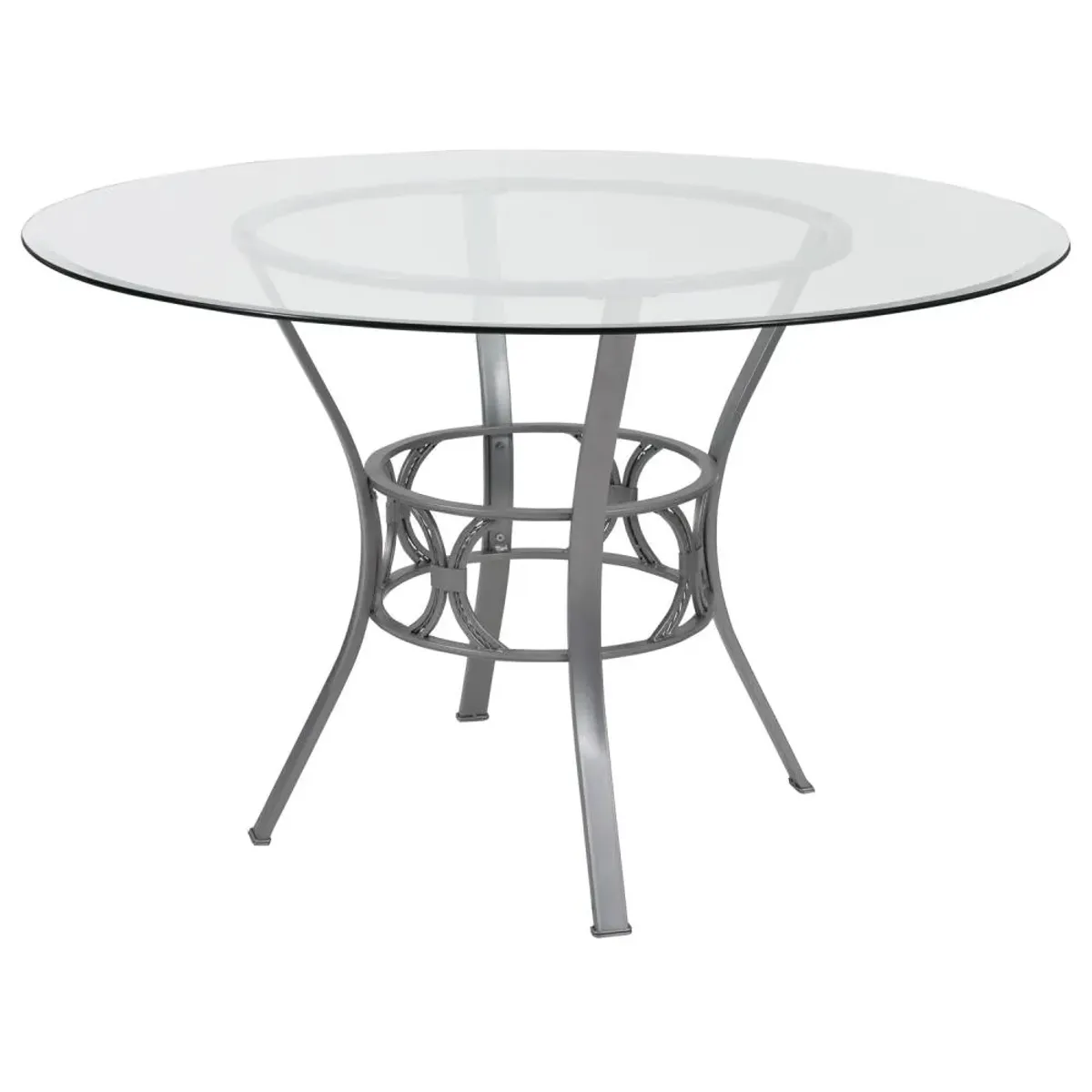 Hivvago Round 48-inch Glass Top Dining Table with Matte Gold Metal Frame