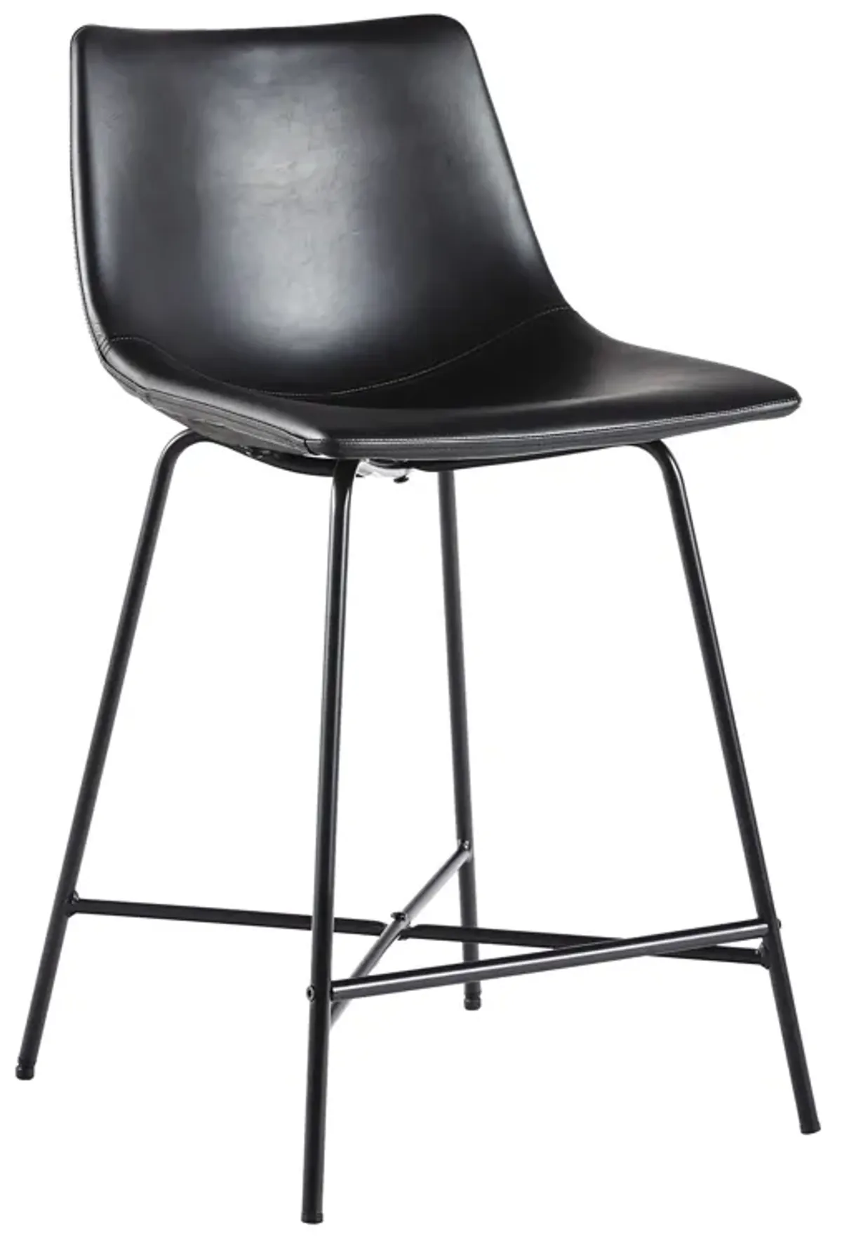 Modern Upholstered Counter Stool with Metal X Base, Set of 2, Black