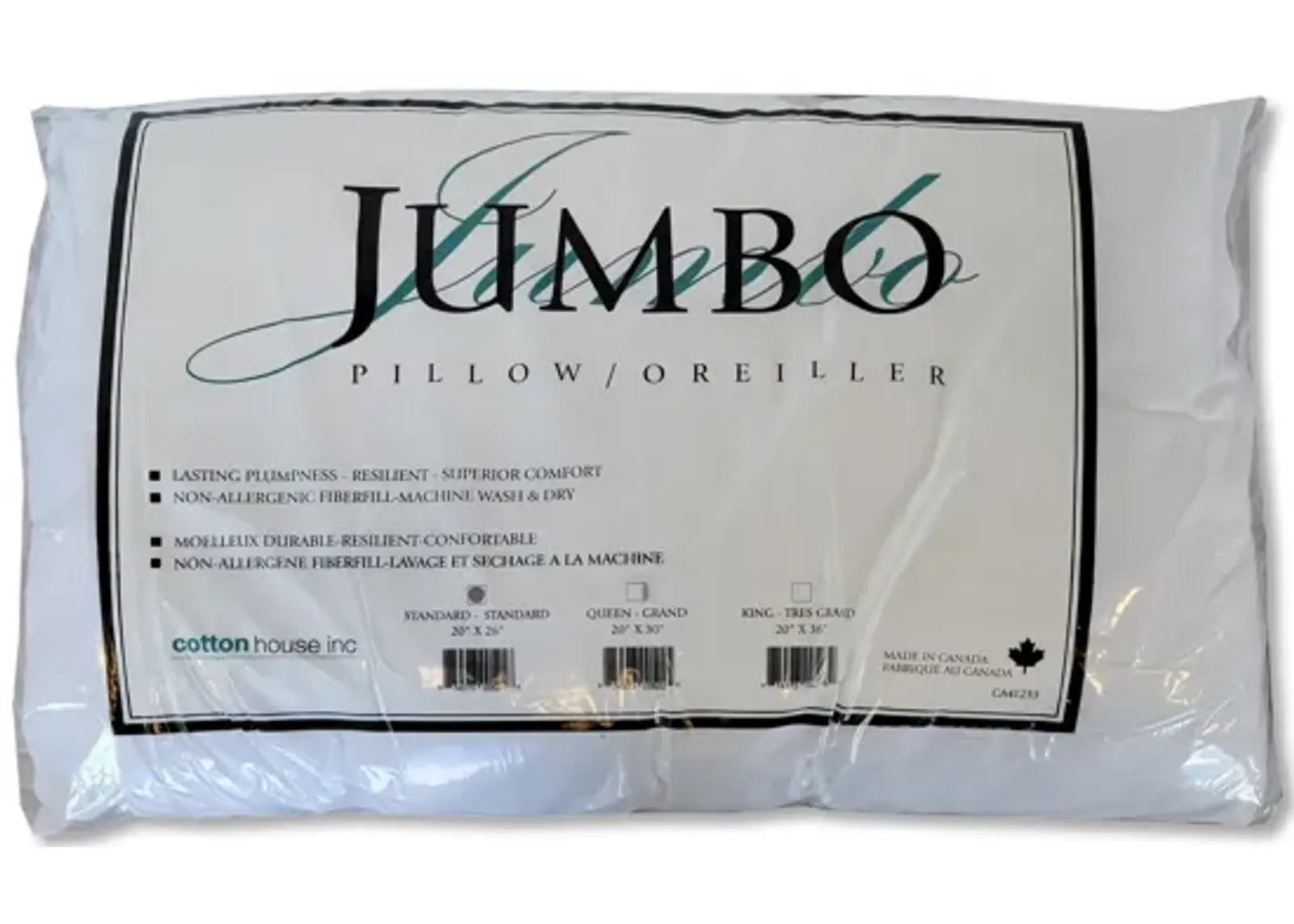 Cotton House - Jumbo Pillow, Hypoallergenic, Standard Size