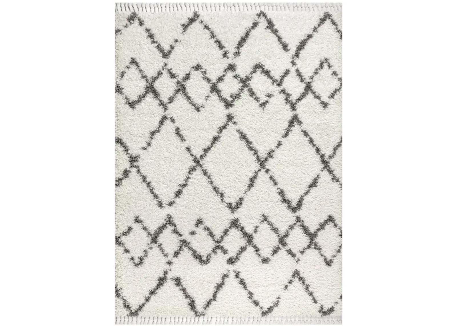 Mercer Shag Plush Tassel Moroccan Tribal Geometric Trellis Area Rug