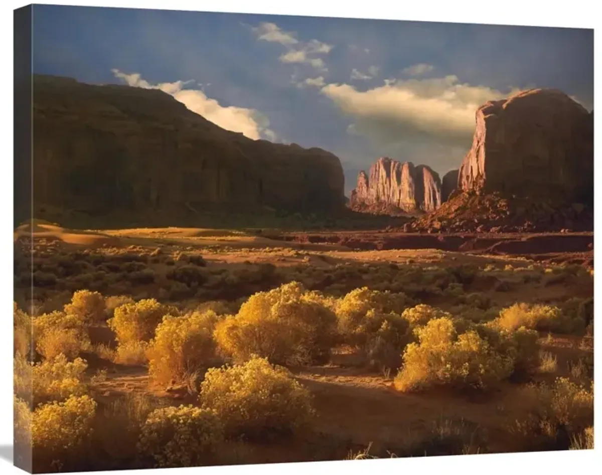 Camel Butte rising out of desert, Monument Valley, Arizona-Canvas Art-28x22