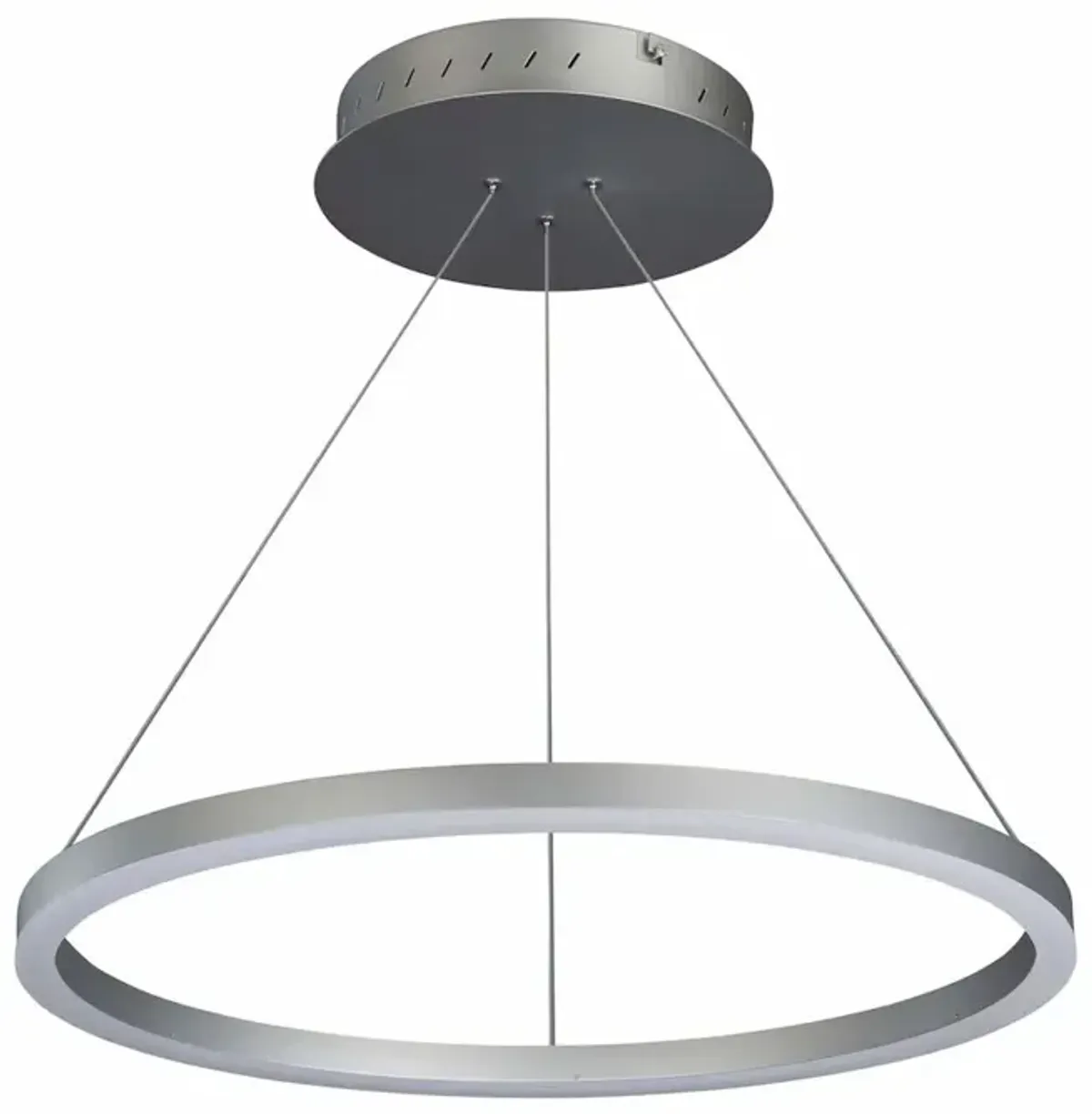 VONN Lighting Integrated LED Pendant Light Height Adjustable Circular Chandelier in Silver