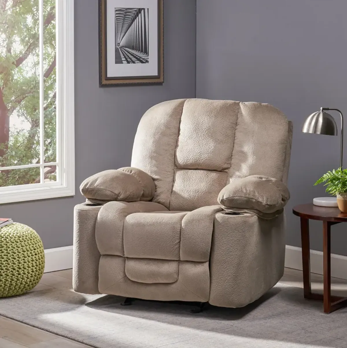 Merax Luxurious Manual Recliner Chair with Cup Holders