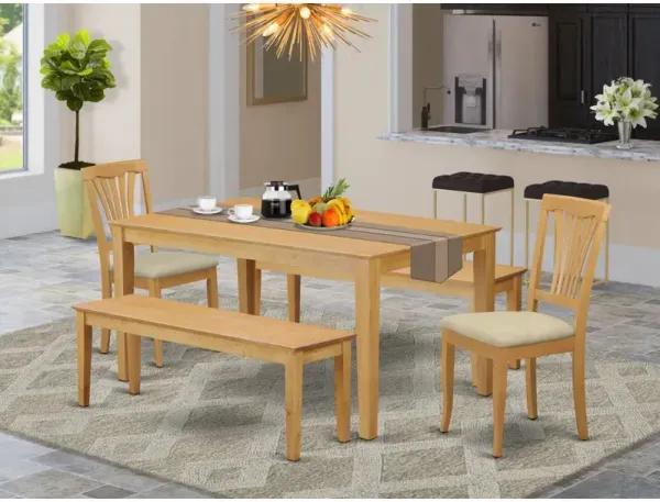 5 Pc Kitchen Table set - Table and 2 Dining Chairs combined with 2 benches