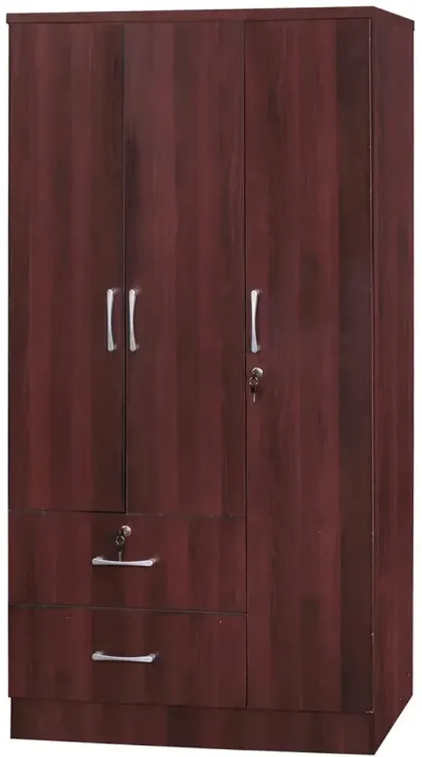 Better Home Products Symphony Wardrobe Armoire Closet with Two Drawers Mahogany