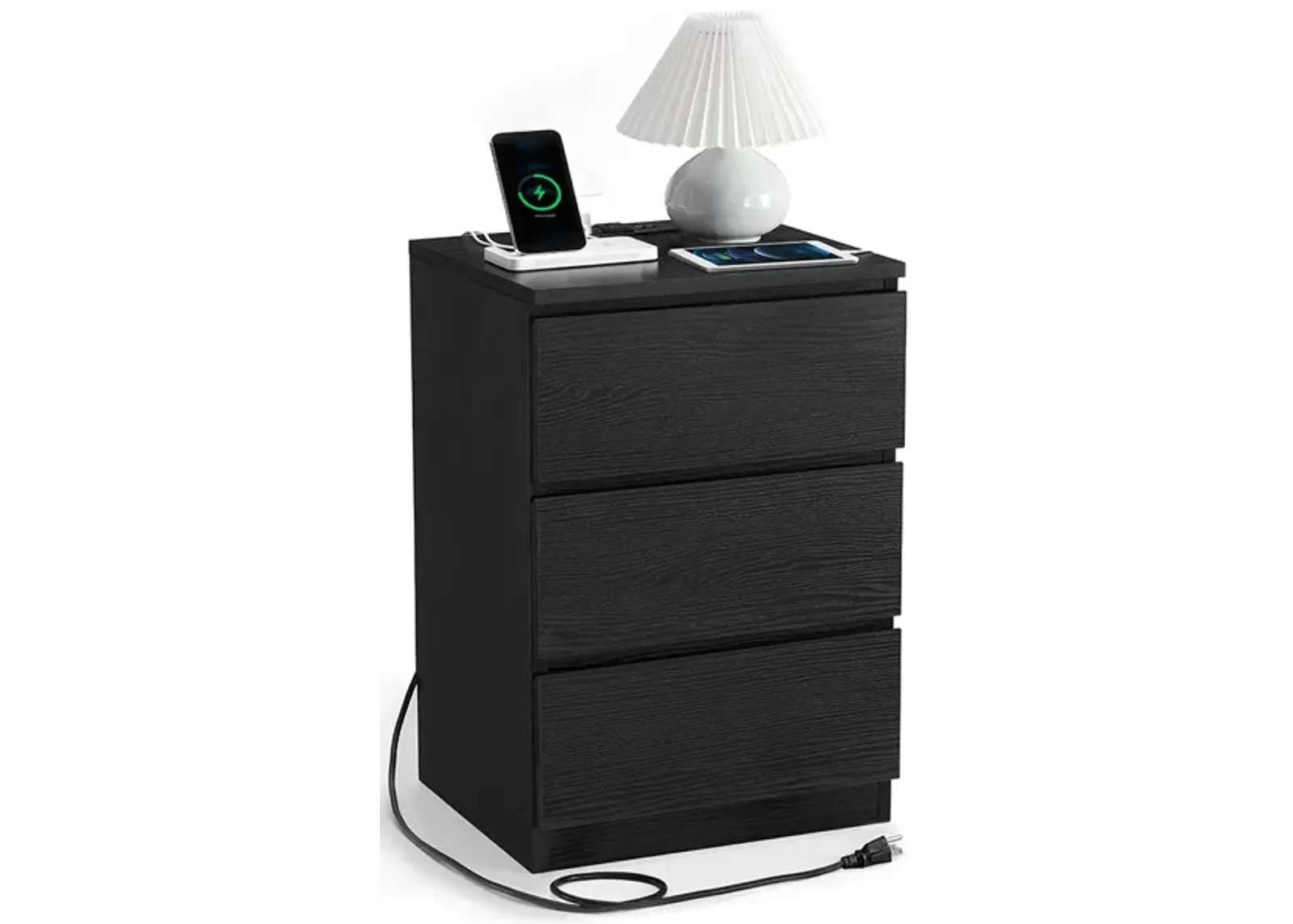 Nightstand with Charging Station for Convenient Bedside Charging and Storage