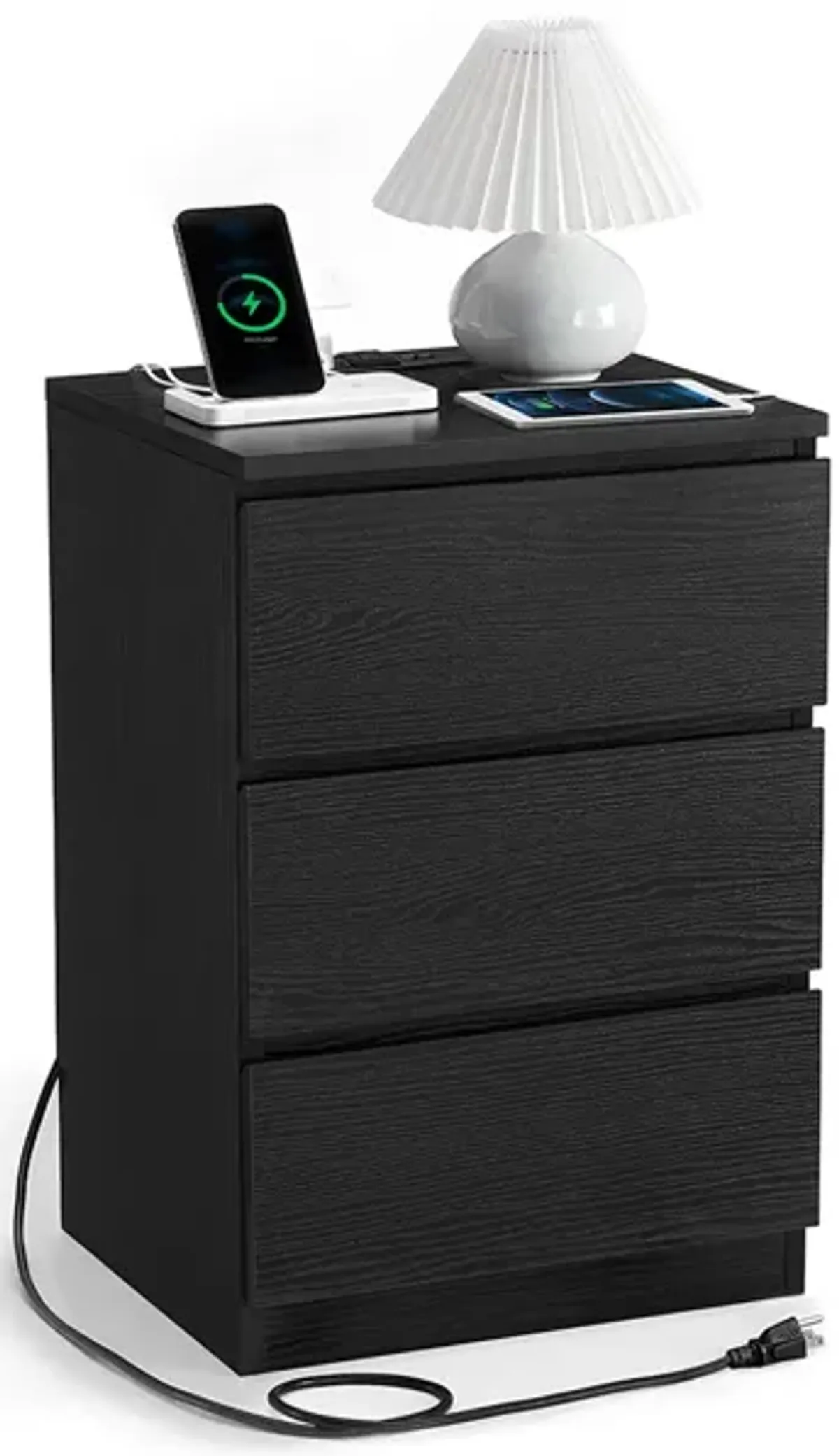 Nightstand with Charging Station for Convenient Bedside Charging and Storage