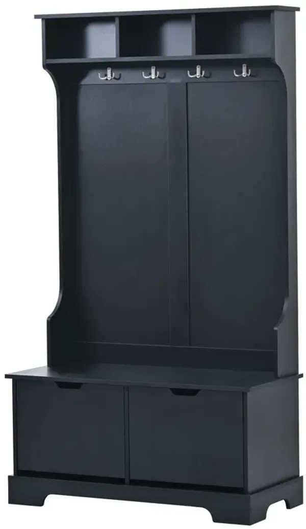 Merax Hall Tree with 3 Top Shelves and 2 Flip Shoe Storage Drawers