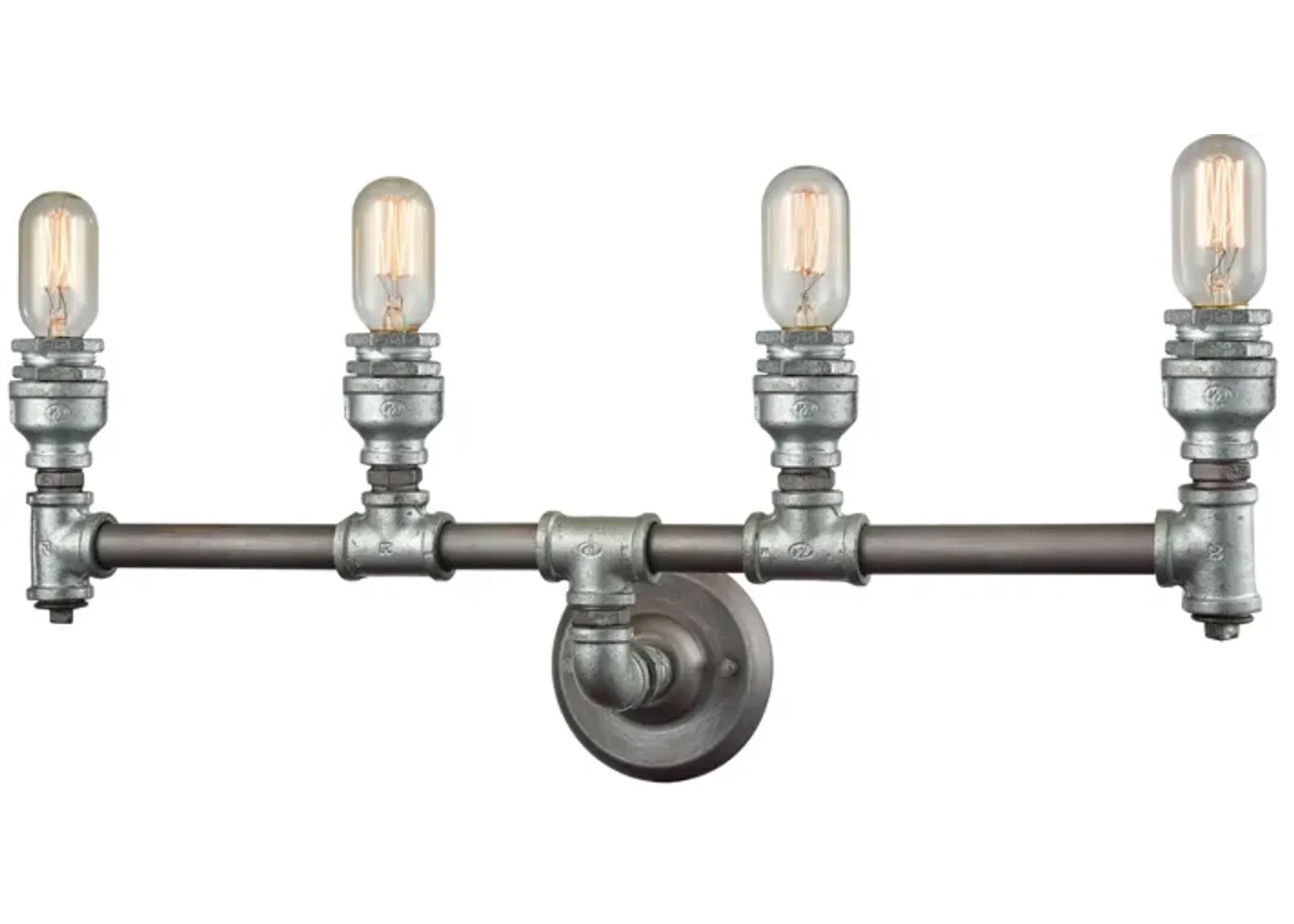 Cast Iron Pipe 28'' Wide 4-Light Vanity Light