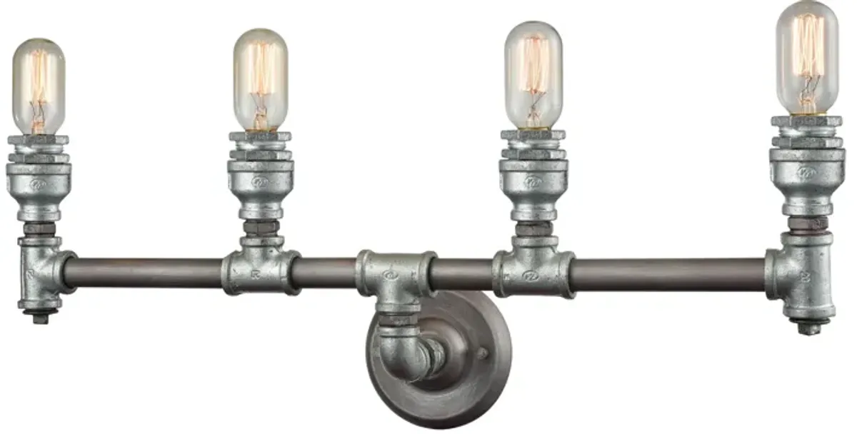 Cast Iron Pipe 28'' Wide 4-Light Vanity Light